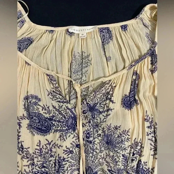 Love Stitch Floral Paisley Toile Peasant Dress Mini Tunic Casual Relaxed - Picture 8 of 12